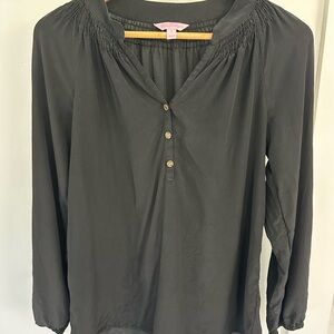 Lilly Pulitzer Black silk Blouse Elsa top small